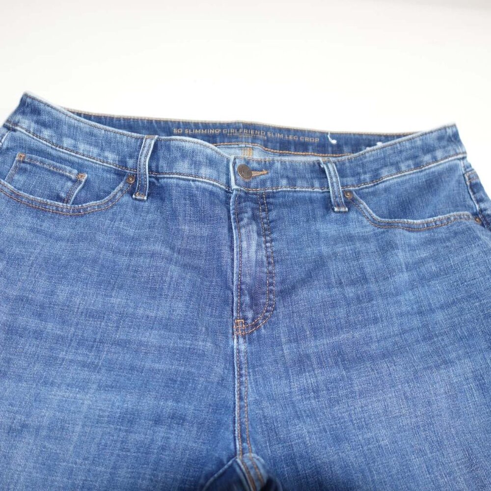 Chico's Women's So Slimming Girlfriend Slim Crop Jeans Size 2.5 / 14 Blue Denim - Picture 2 of 6
